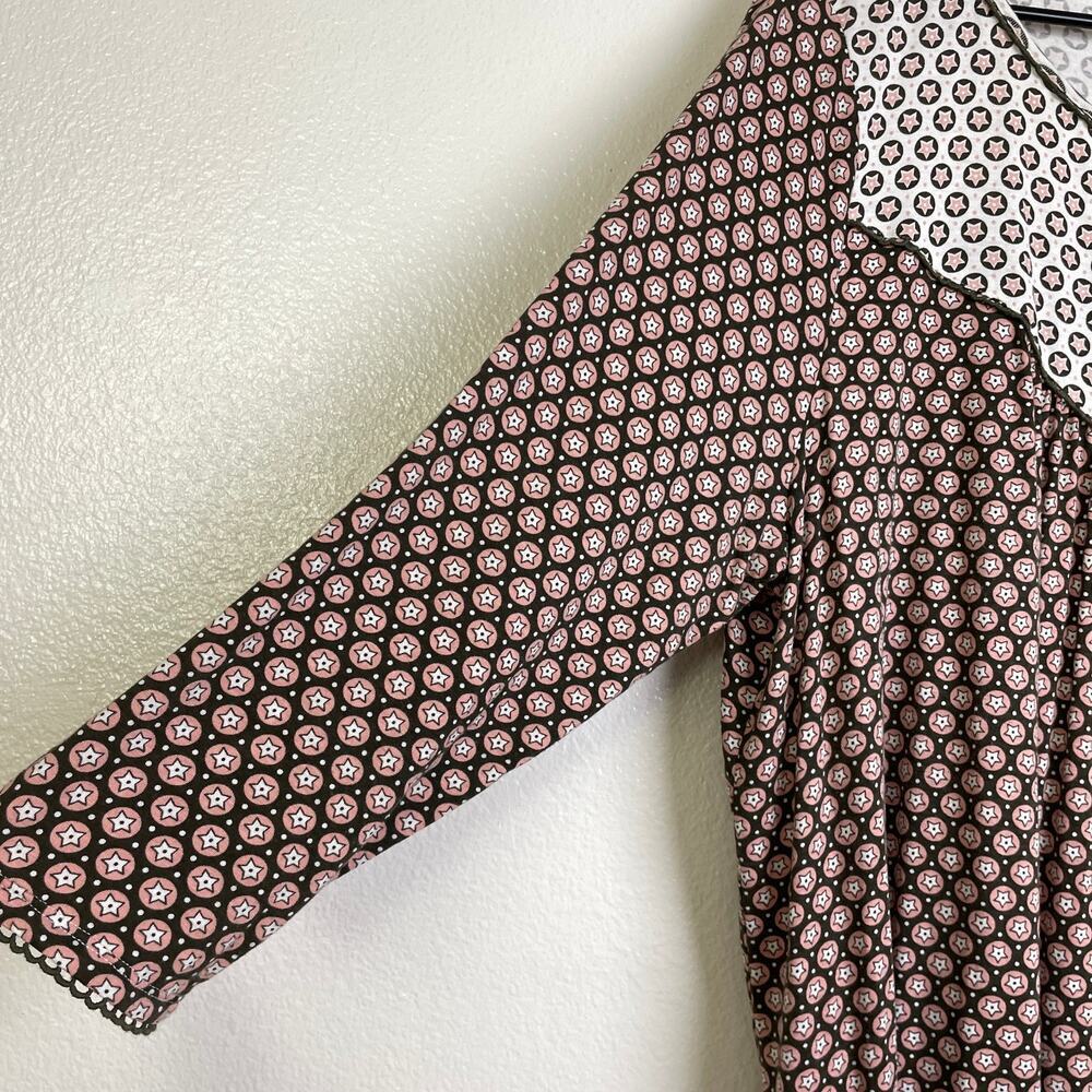 Boden Long Sleeve Shirt Womens Size 18 Plus Natasha Star Print Stretch Scallop - Picture 5 of 10
